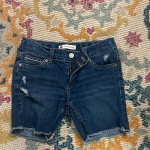 Levi's Blue Boyfriend Denim Shorts with Metal Button